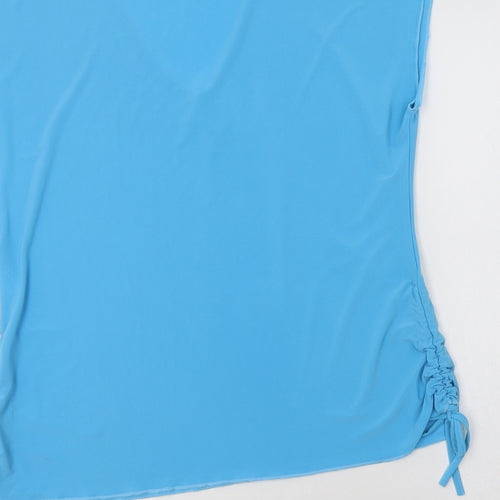Xpose Womens Blue  Polyester Basic Blouse Size XL V-Neck - Ruched