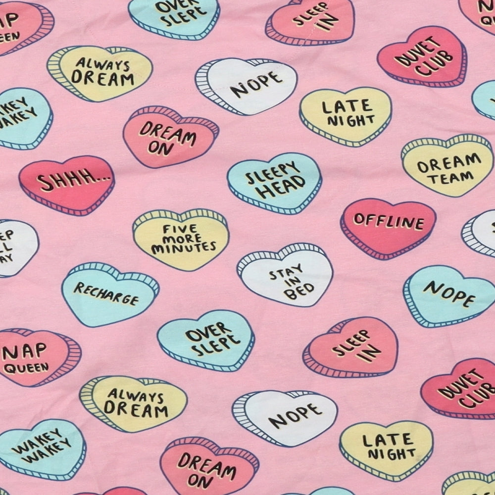 NEXT Girls Pink Geometric Cotton Top Pyjama Top Size 10 Years   - Heart Pattern
