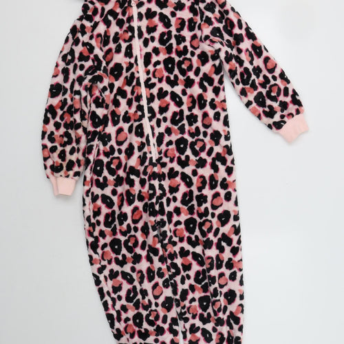 NEXT Girls Pink Animal Print Polyester  Bodysuit Size 8 Years  Zip - Onesie