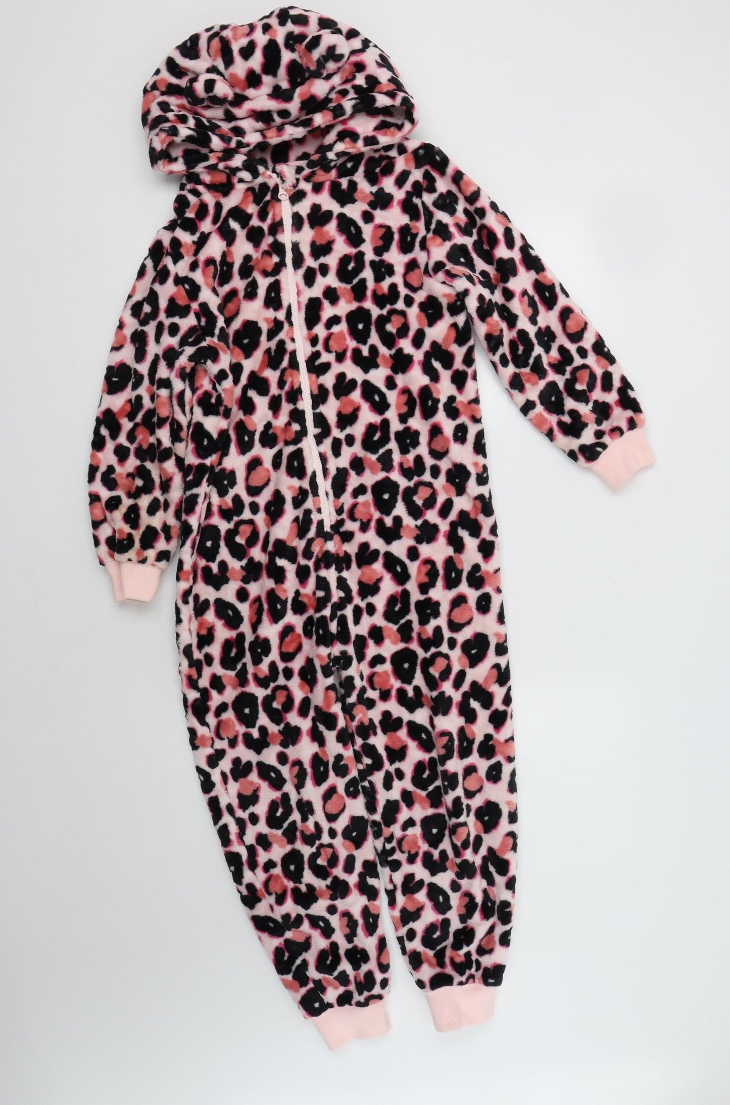 NEXT Girls Pink Animal Print Polyester  Bodysuit Size 8 Years  Zip - Onesie