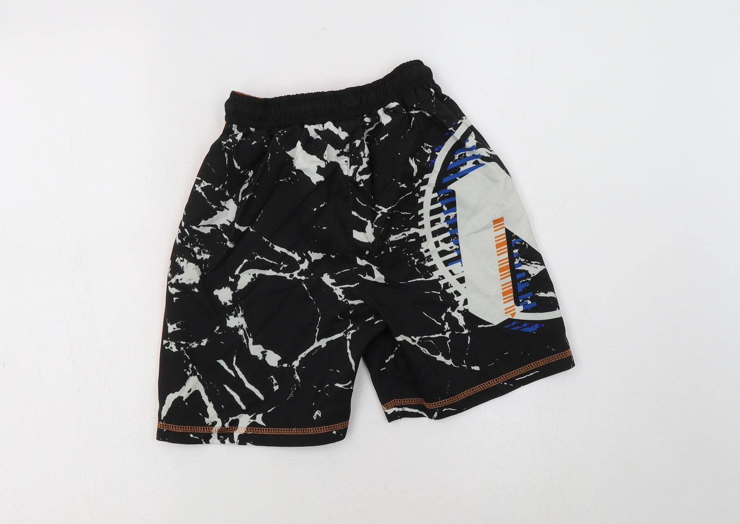 F&F Boys Black Geometric Polyester Bermuda Shorts Size 11-12 Years  Regular Drawstring