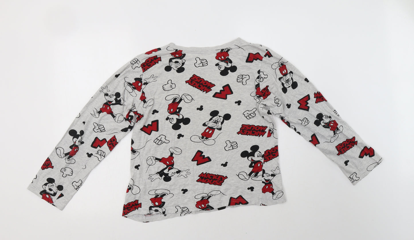 Primark Womens Grey Geometric Cotton Top Pyjama Top Size 12   - Mickey Mouse