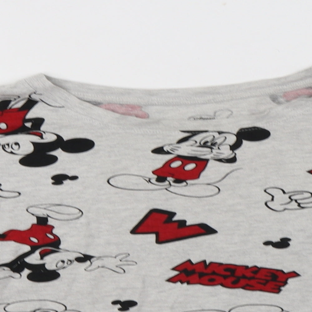 Primark Womens Grey Geometric Cotton Top Pyjama Top Size 12   - Mickey Mouse