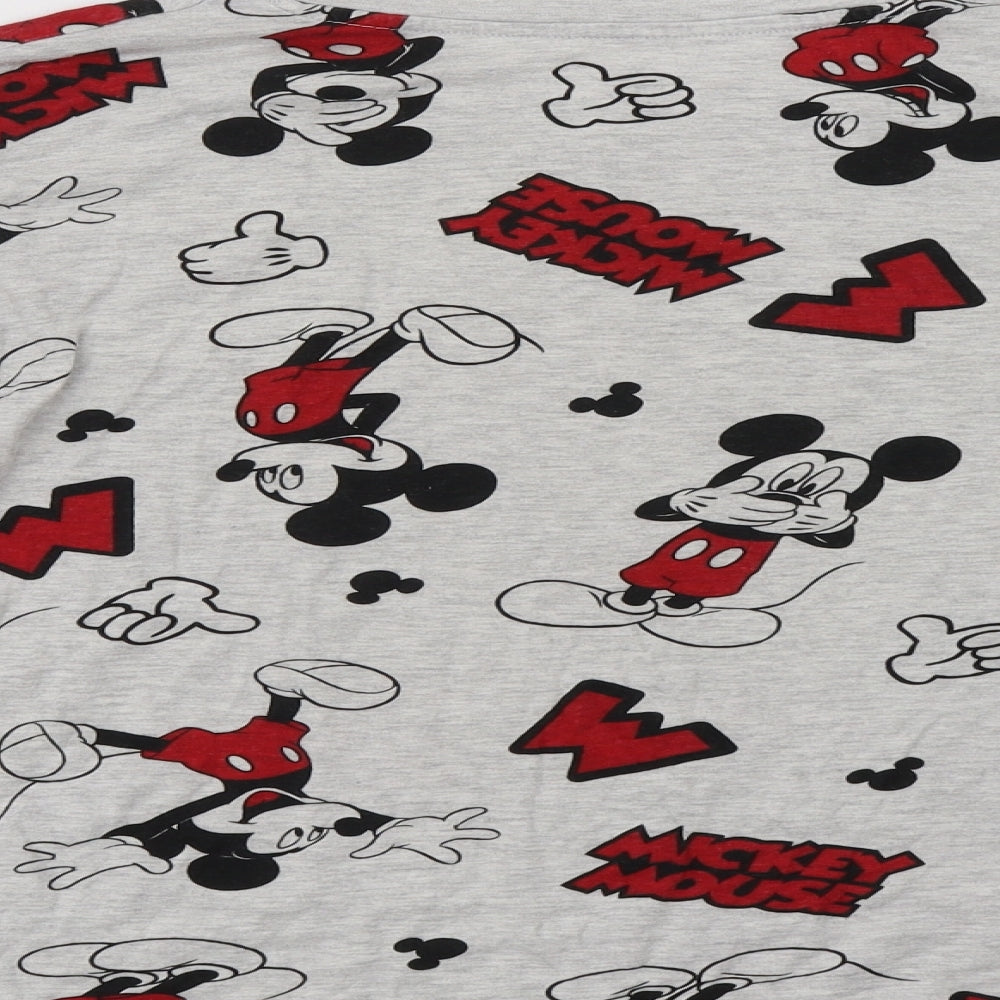 Primark Womens Grey Geometric Cotton Top Pyjama Top Size 12   - Mickey Mouse