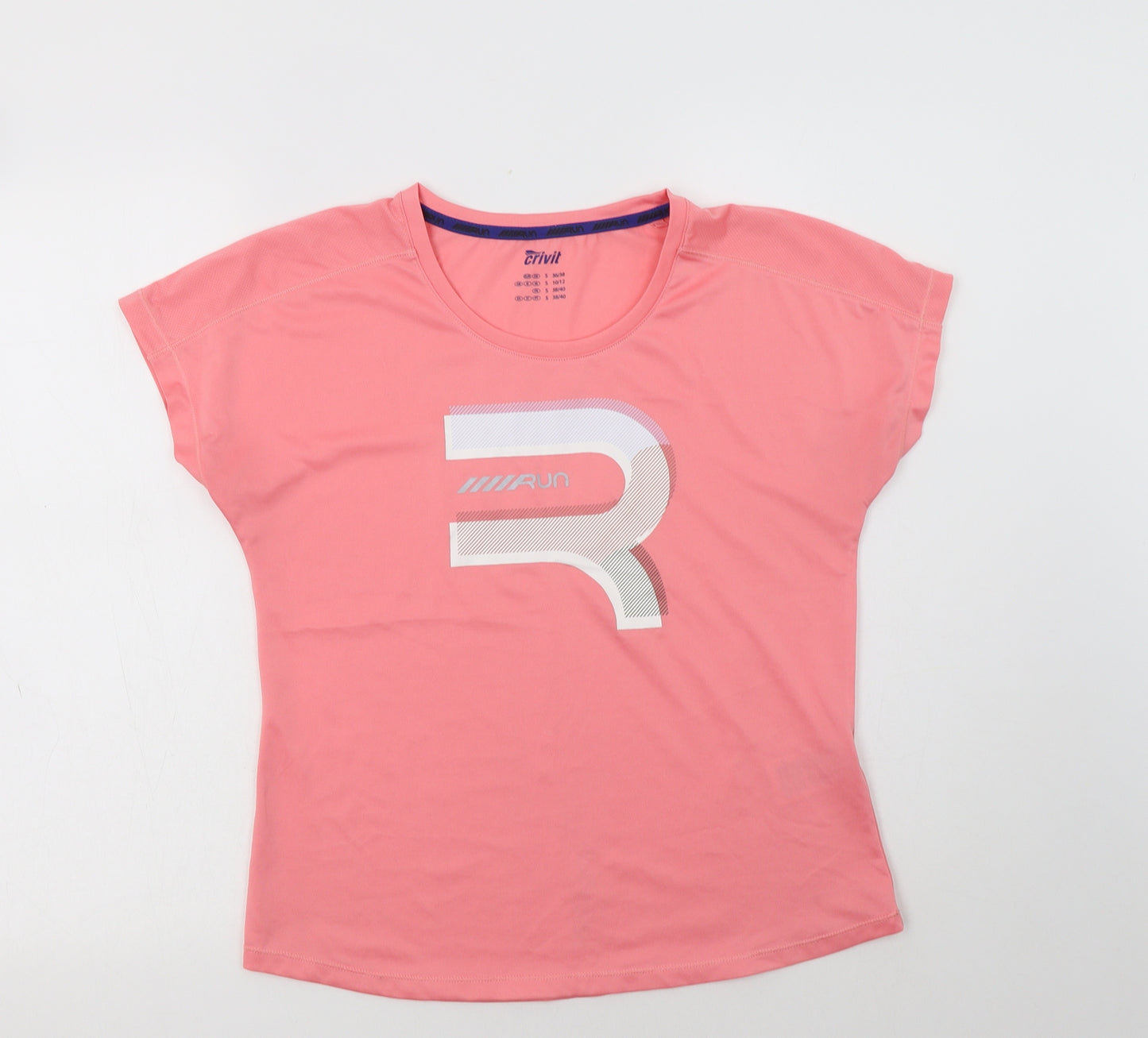 Crivit Womens Pink  Polyester Basic T-Shirt Size 12 Crew Neck