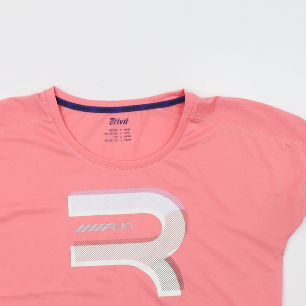 Crivit Womens Pink  Polyester Basic T-Shirt Size 12 Crew Neck