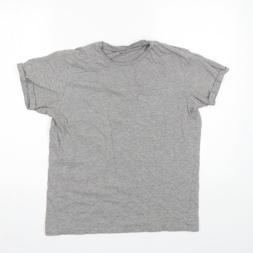 Industrialize Womens Grey  Cotton Blend Basic T-Shirt Size M Round Neck