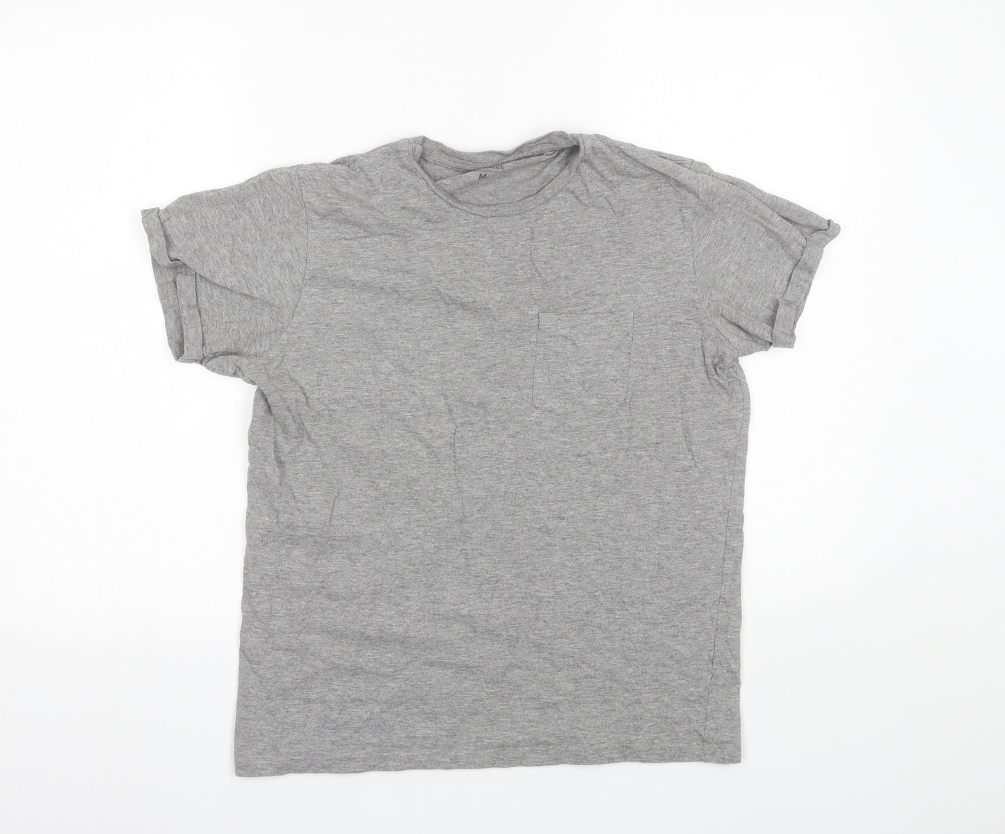 Industrialize Womens Grey  Cotton Blend Basic T-Shirt Size M Round Neck