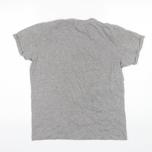 Industrialize Womens Grey  Cotton Blend Basic T-Shirt Size M Round Neck