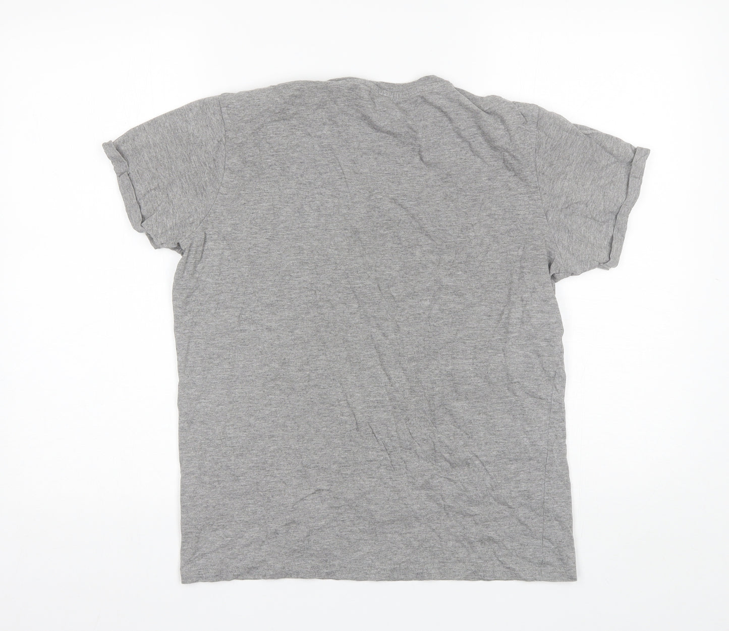 Industrialize Womens Grey  Cotton Blend Basic T-Shirt Size M Round Neck