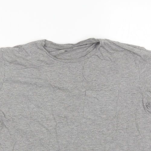 Industrialize Womens Grey  Cotton Blend Basic T-Shirt Size M Round Neck