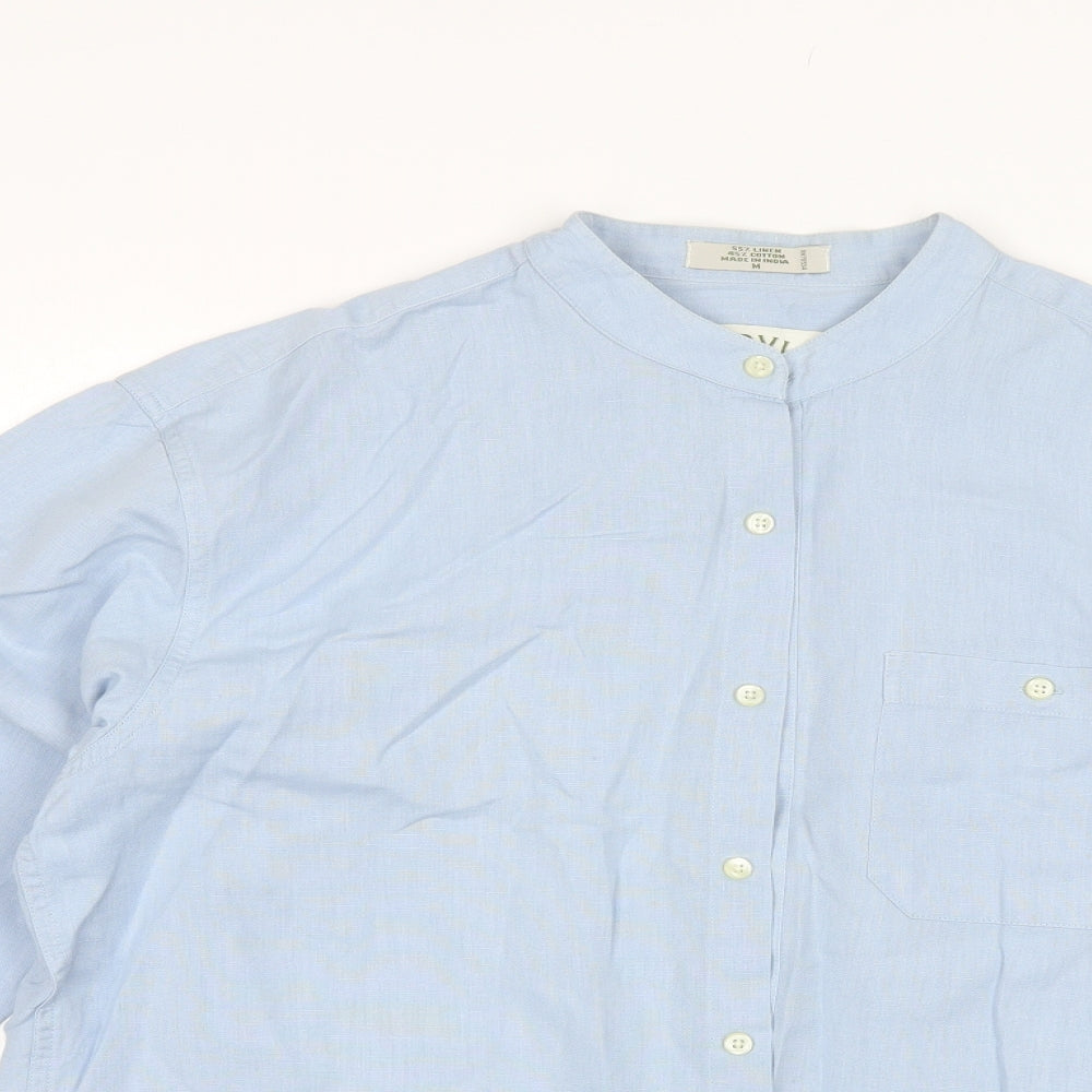Orvis Mens Blue  Linen  Button-Up Size M Round Neck