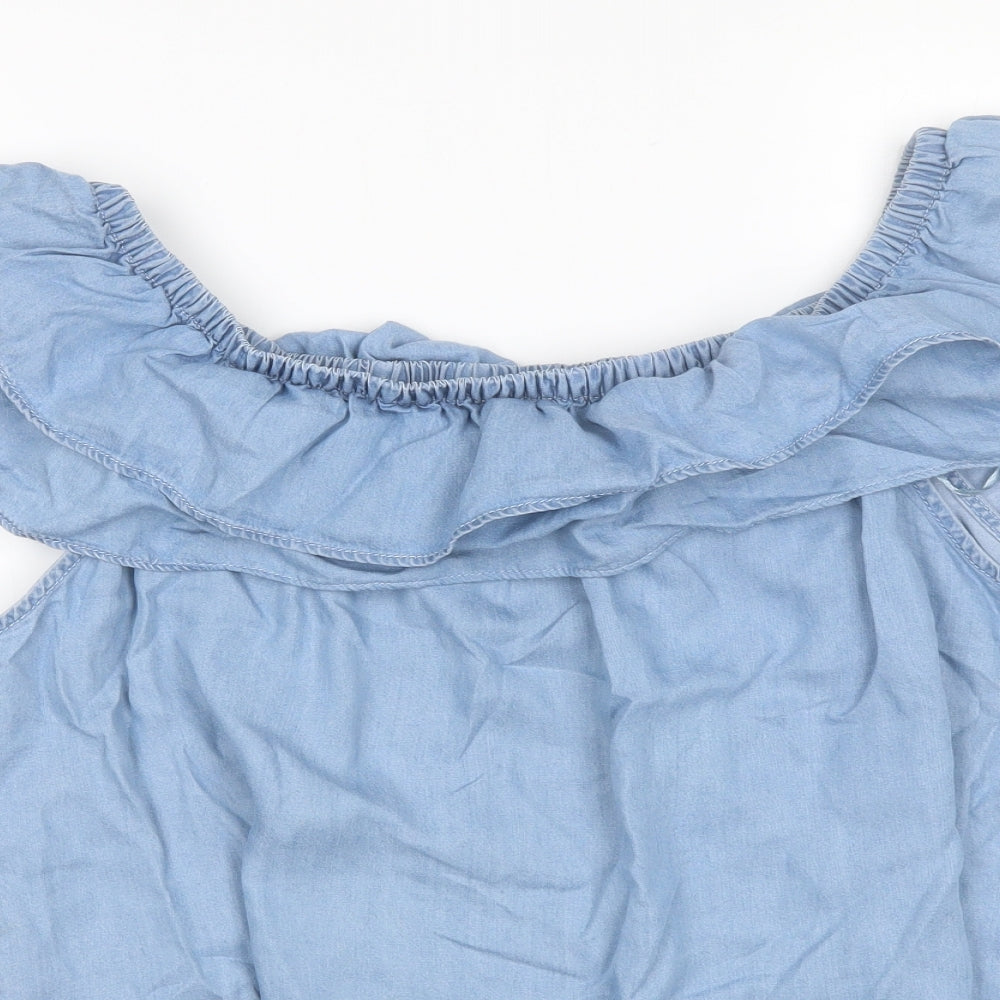 Peacocks Womens Blue   Basic Blouse Size 18 Off the Shoulder