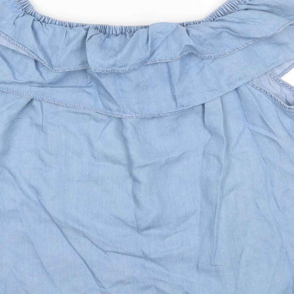Peacocks Womens Blue   Basic Blouse Size 18 Off the Shoulder