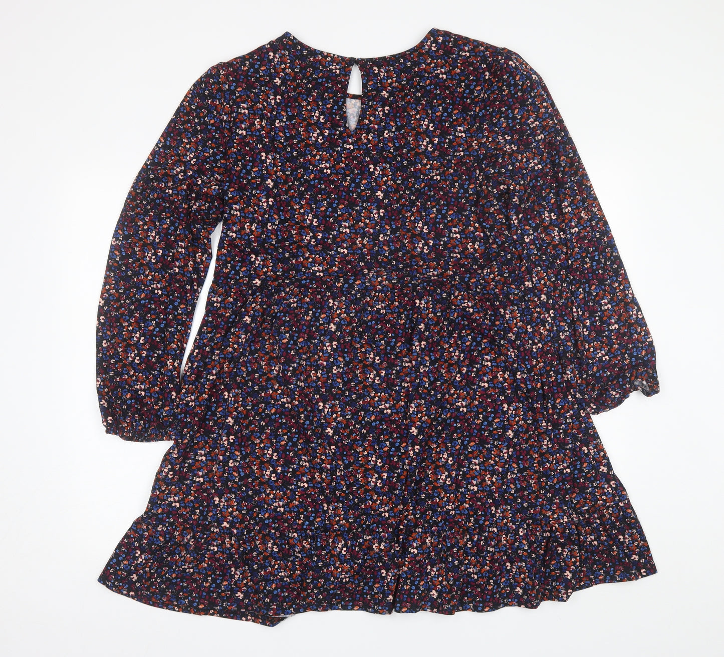 New Look Womens Blue Floral Polyester Shift  Size 14  Round Neck