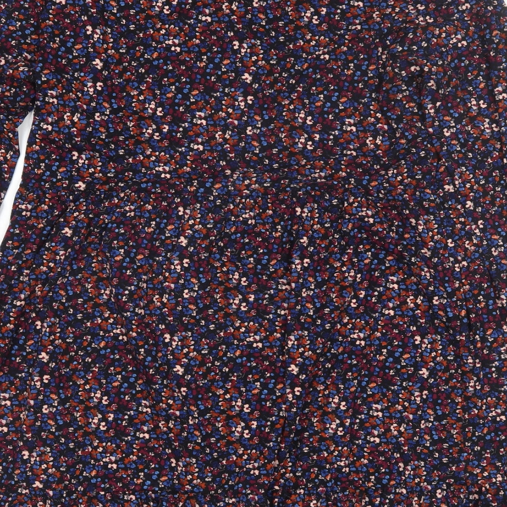 New Look Womens Blue Floral Polyester Shift  Size 14  Round Neck