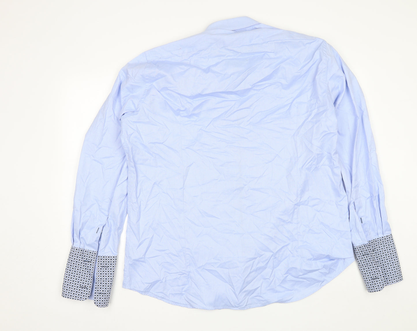 Baumler Mens Blue  Cotton  Dress Shirt Size 17.5 Collared