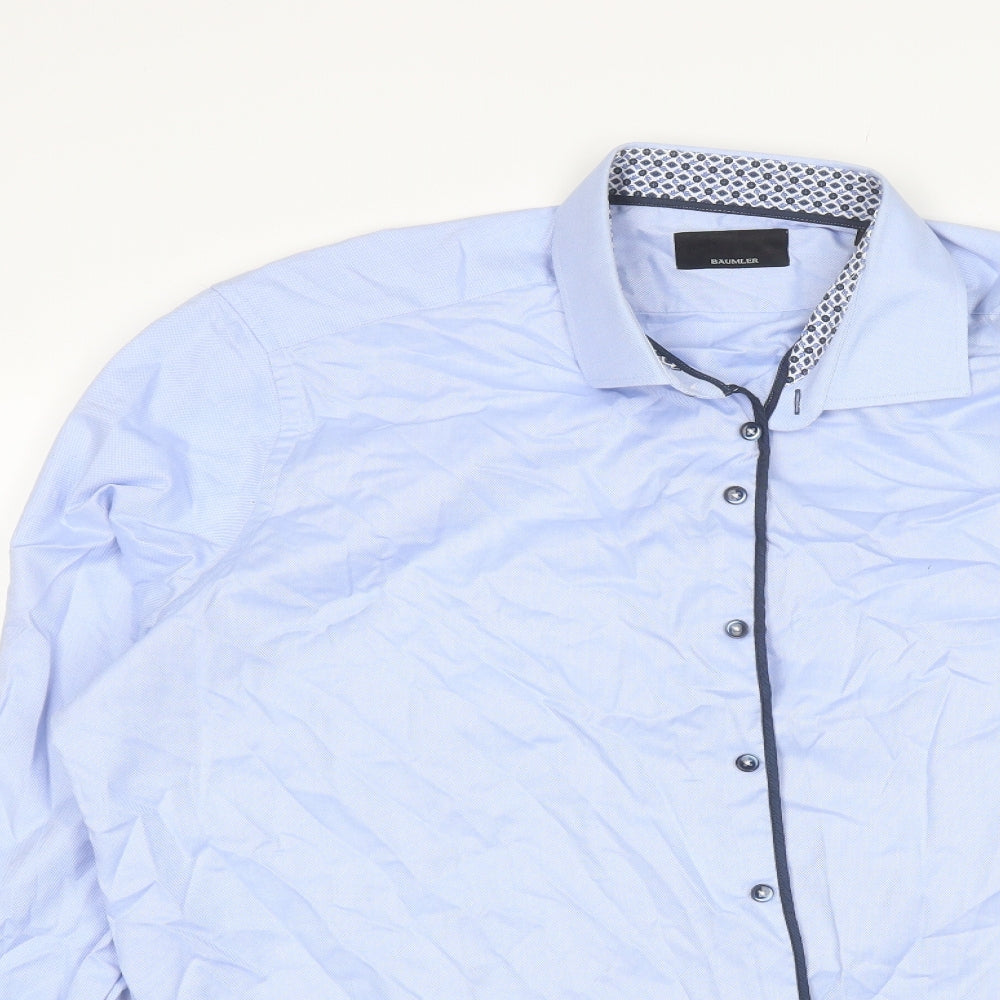 Baumler Mens Blue  Cotton  Dress Shirt Size 17.5 Collared