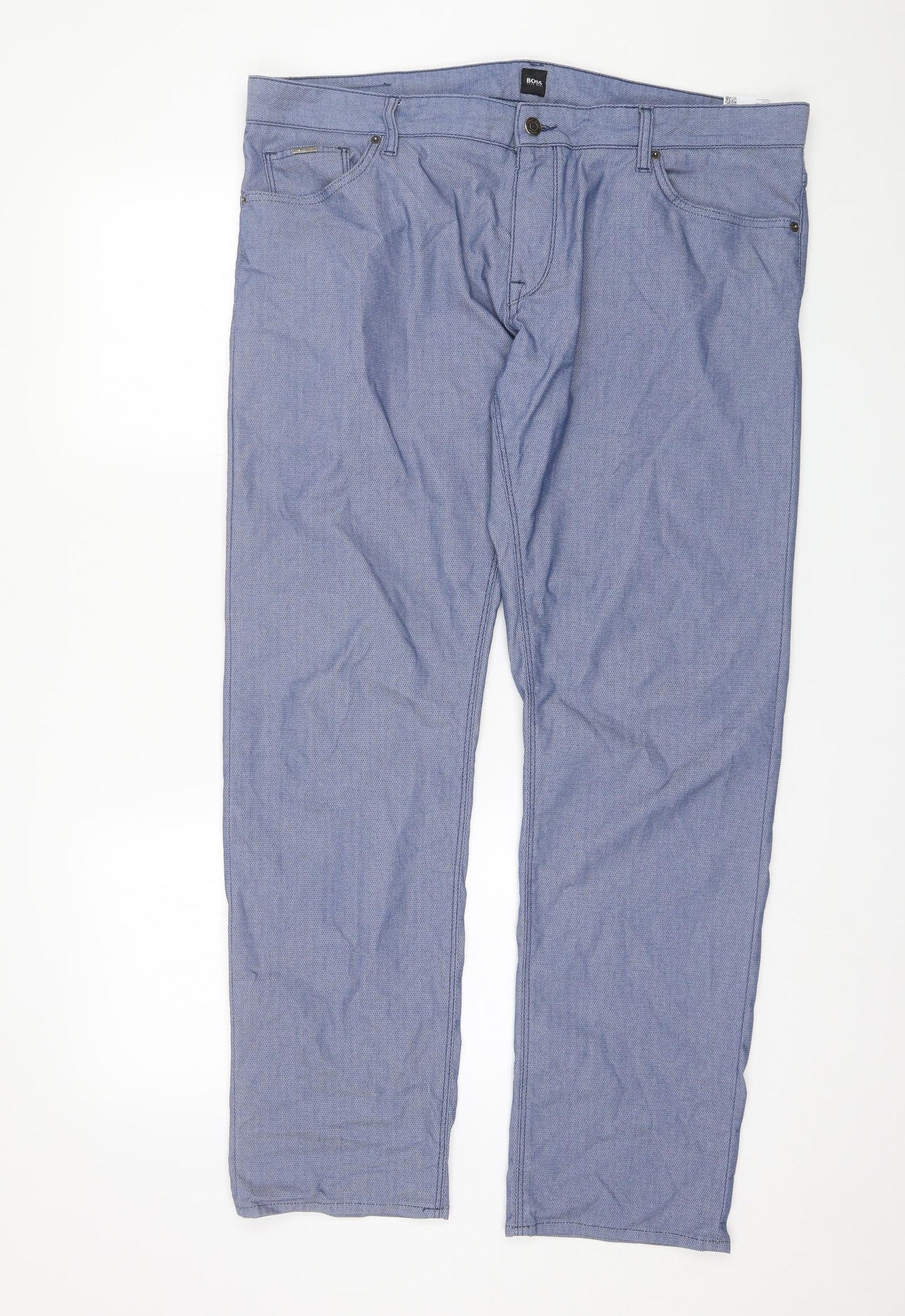 HUGO BOSS Mens Blue  Cotton Chino Trousers Size 40 L31 in Regular
