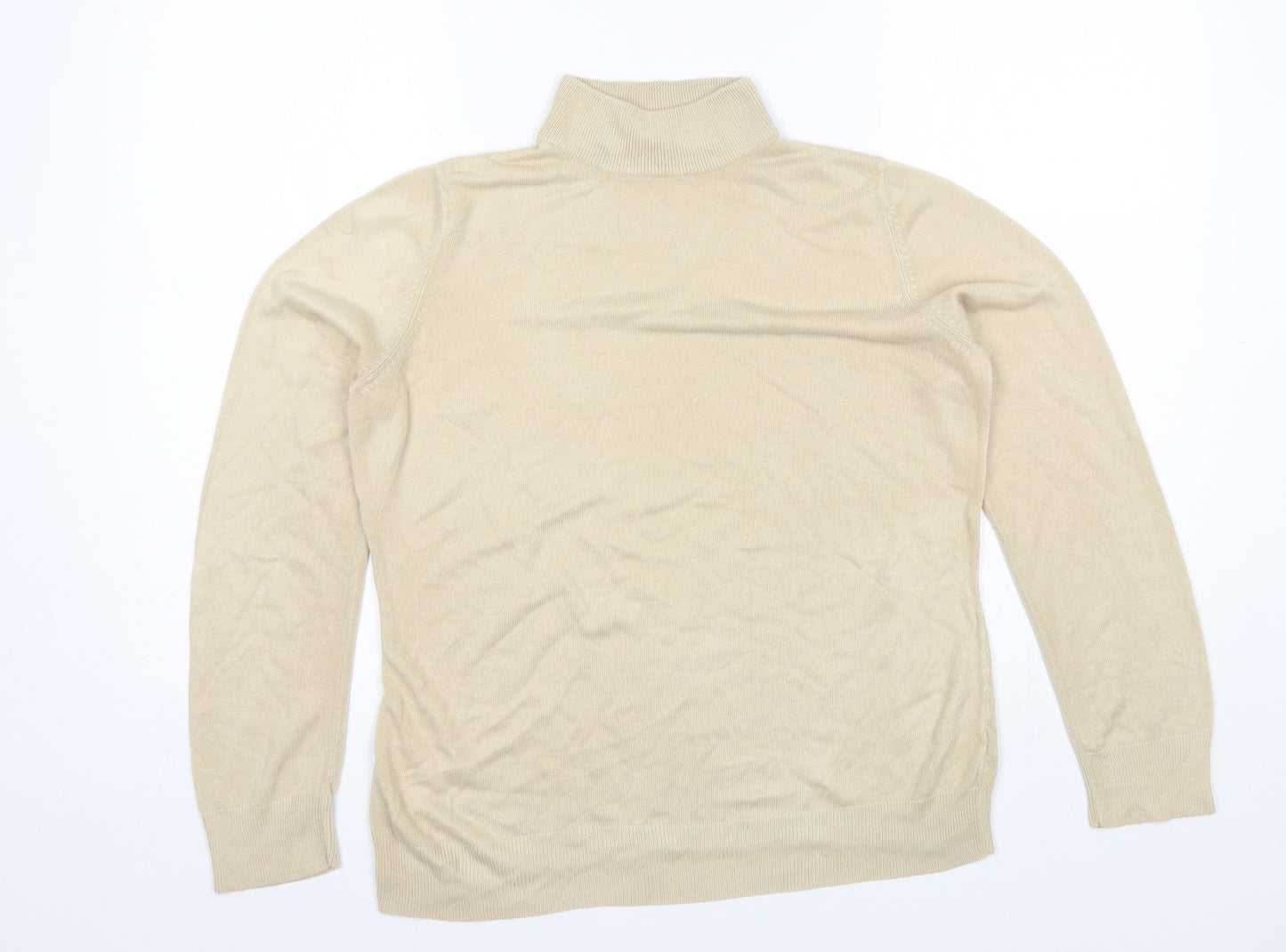 BHS Womens Beige Mock Neck  Acrylic Pullover Jumper Size 14