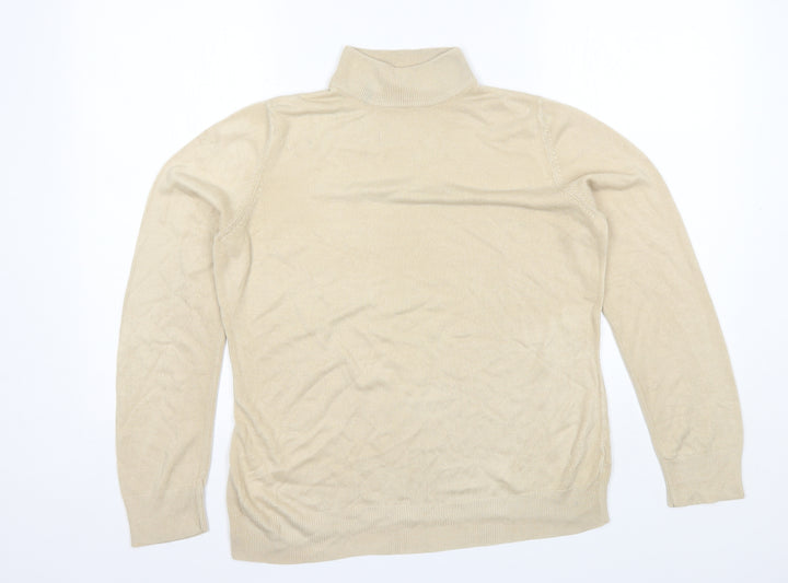 BHS Womens Beige Mock Neck  Acrylic Pullover Jumper Size 14