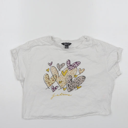 New Look Girls White  Cotton Basic T-Shirt Size 12-13 Years Round Neck