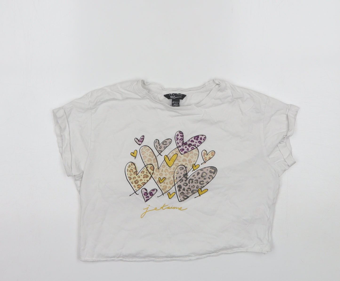 New Look Girls White  Cotton Basic T-Shirt Size 12-13 Years Round Neck