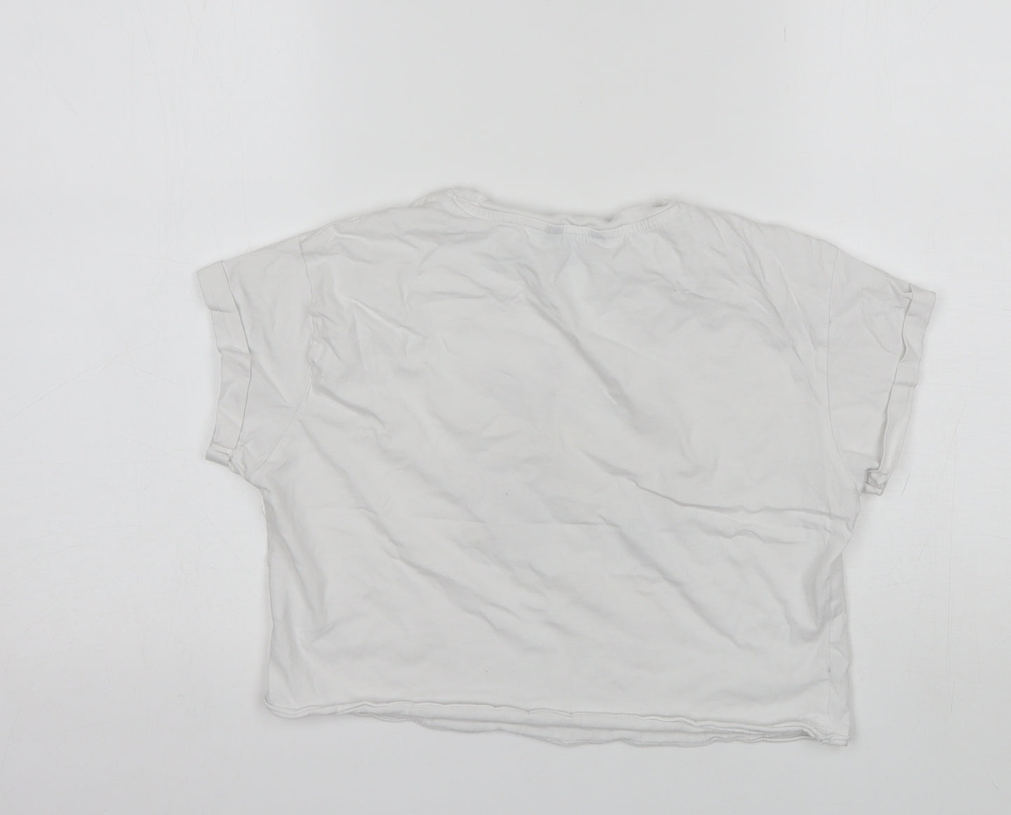 New Look Girls White  Cotton Basic T-Shirt Size 12-13 Years Round Neck