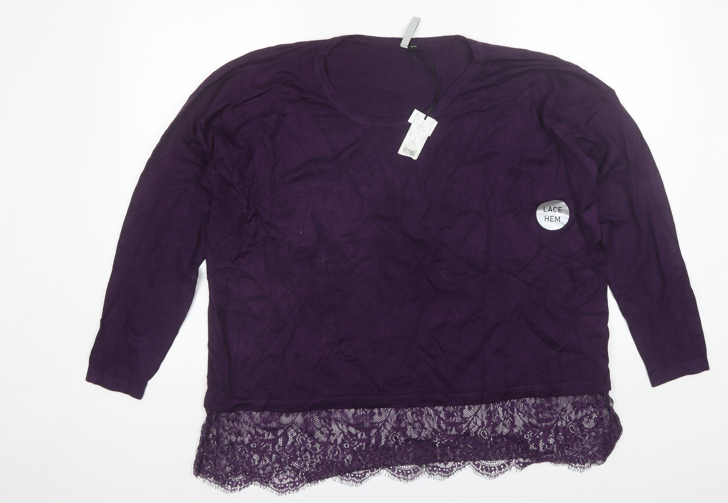 Intuition Womens Purple Round Neck  Viscose Pullover Jumper Size 22