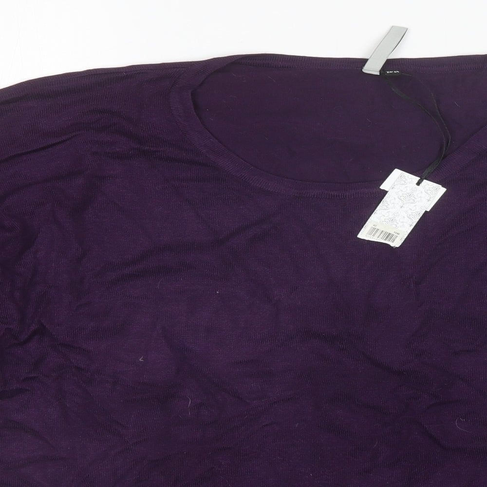 Intuition Womens Purple Round Neck  Viscose Pullover Jumper Size 22