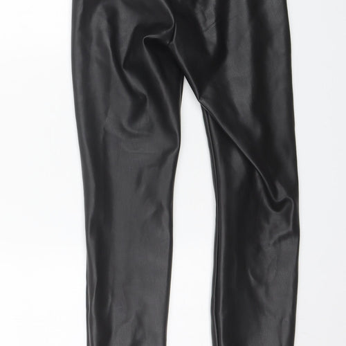 Zara Womens Black  Polyurethane Trousers  Size XS L28 in Regular