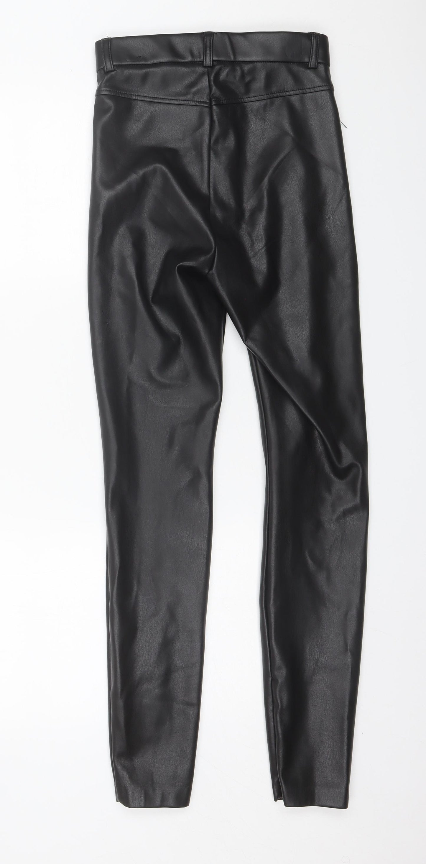 Zara Womens Black  Polyurethane Trousers  Size XS L28 in Regular