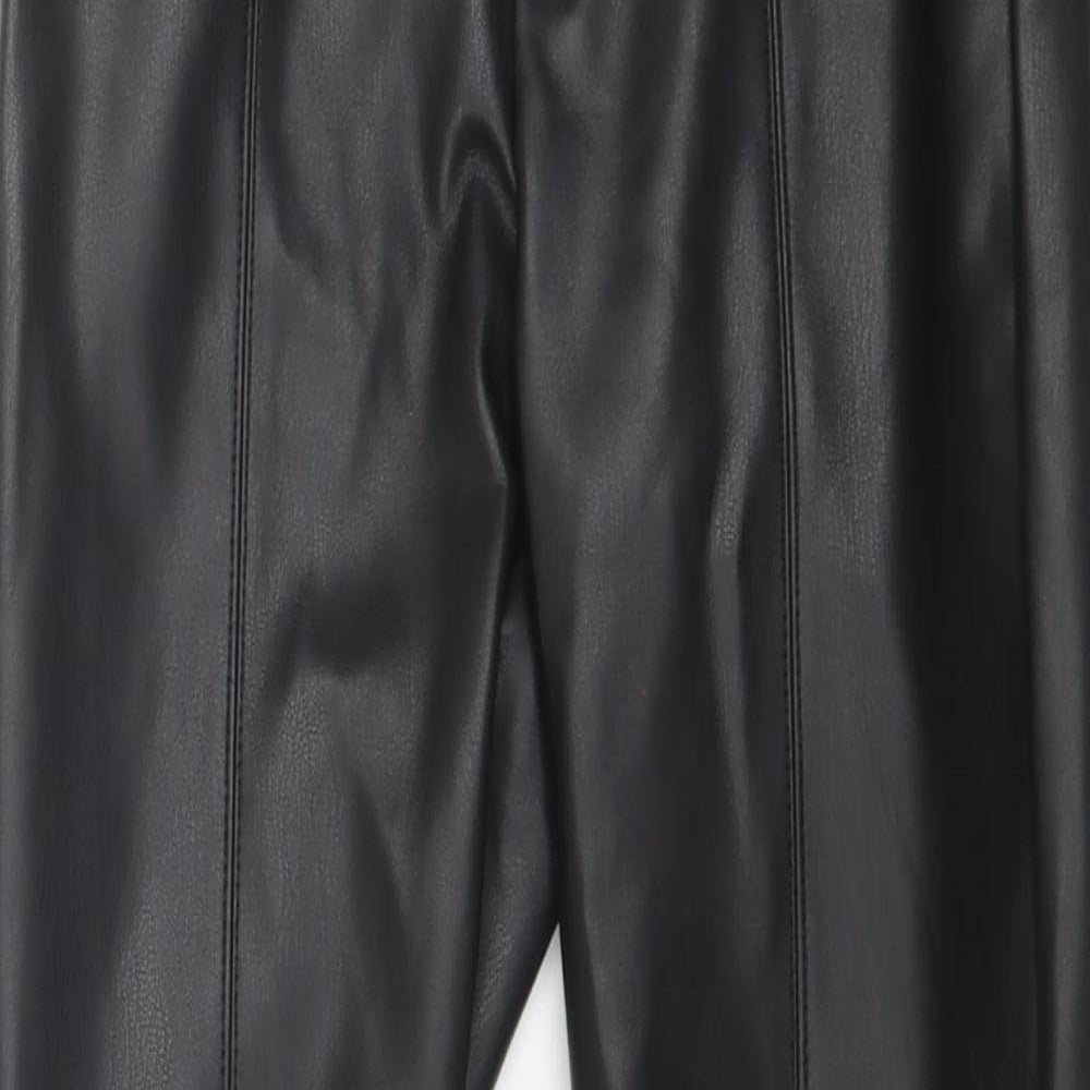 Zara Womens Black  Polyurethane Trousers  Size XS L28 in Regular
