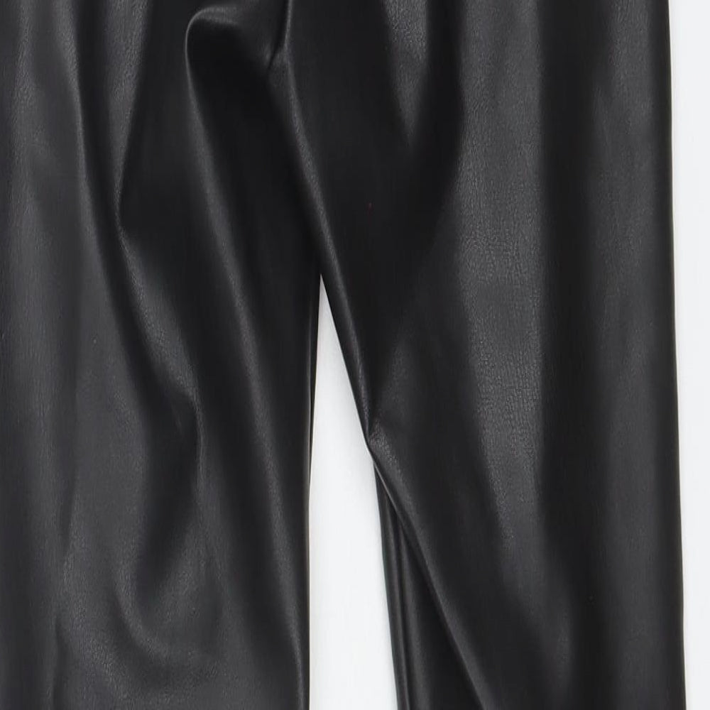 Zara Womens Black  Polyurethane Trousers  Size XS L28 in Regular