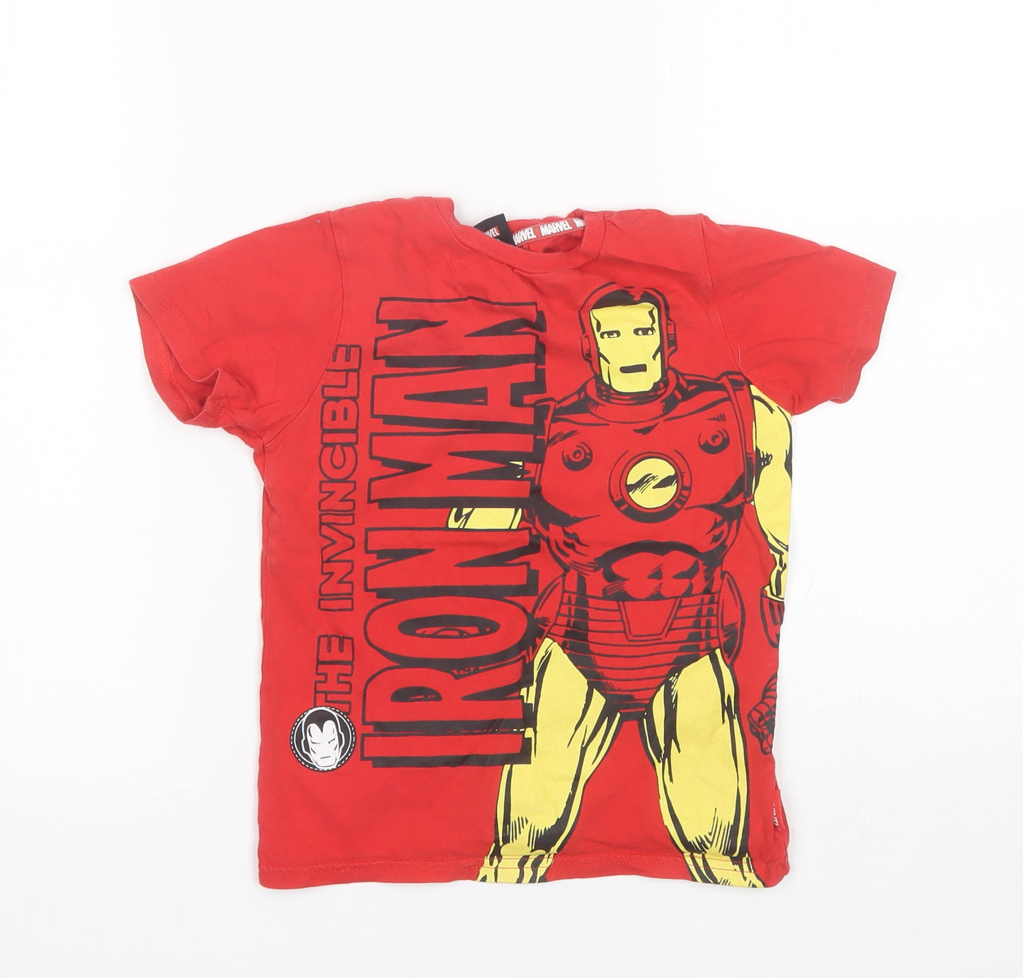 George Boys Red  Cotton Basic T-Shirt Size 5-6 Years Round Neck  - Marvel