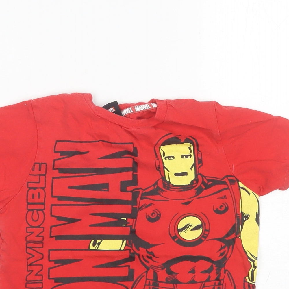 George Boys Red  Cotton Basic T-Shirt Size 5-6 Years Round Neck  - Marvel