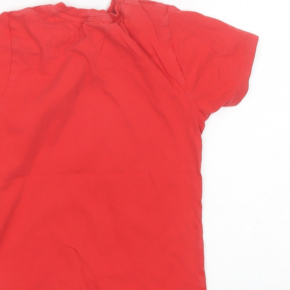 George Boys Red  Cotton Basic T-Shirt Size 5-6 Years Round Neck  - Marvel