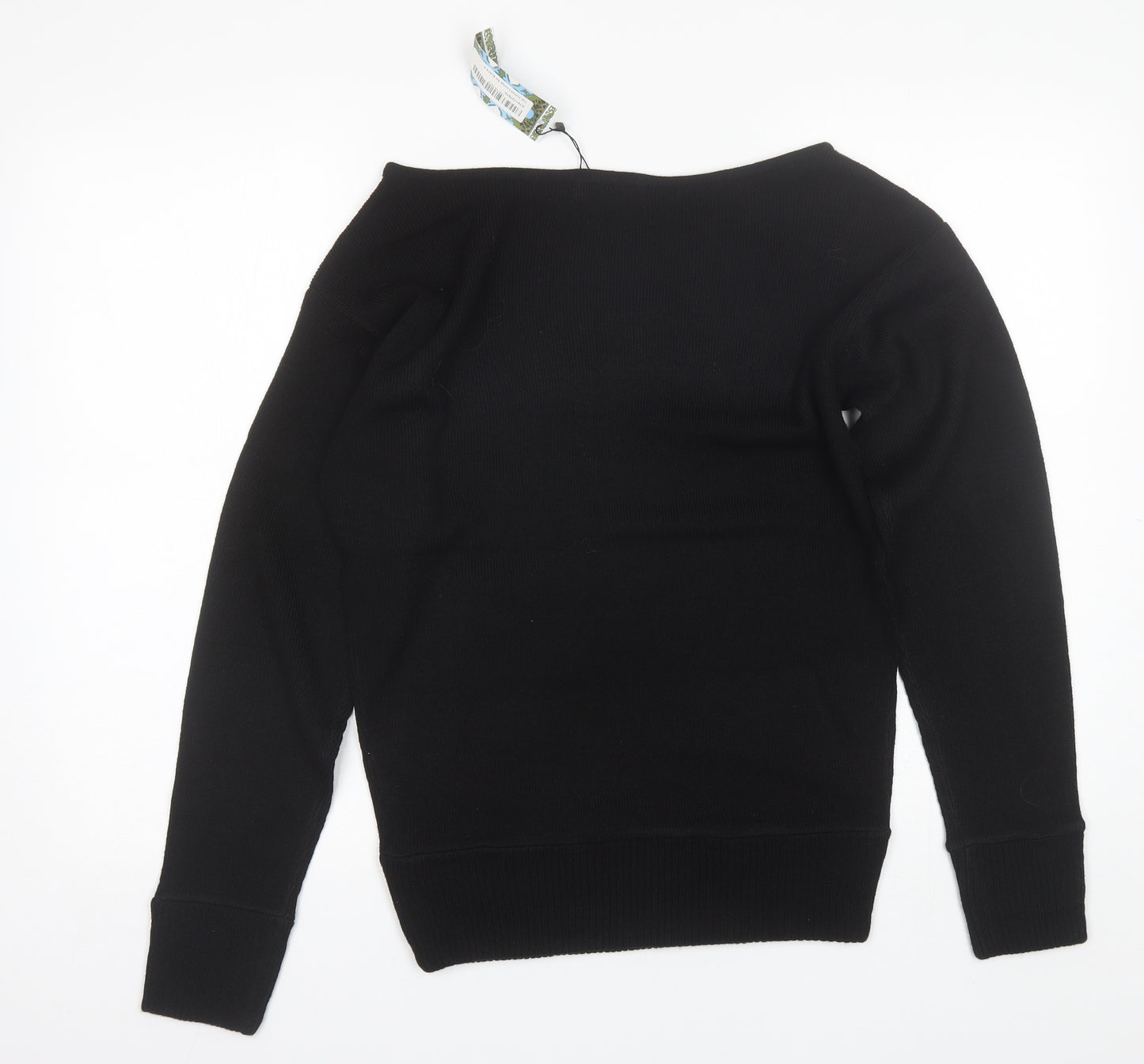 Boohoo Womens Black Boat Neck  Acrylic Pullover Jumper Size 10