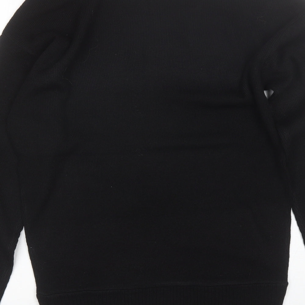 Boohoo Womens Black Boat Neck  Acrylic Pullover Jumper Size 10