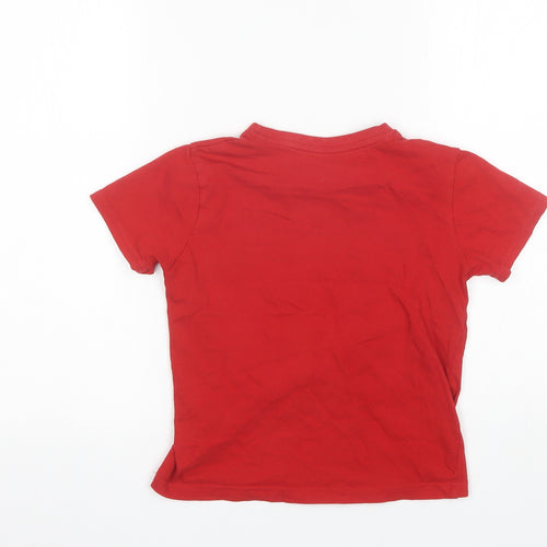 Primark Boys Red  Cotton Basic T-Shirt Size 6-7 Years Round Neck  - Wales