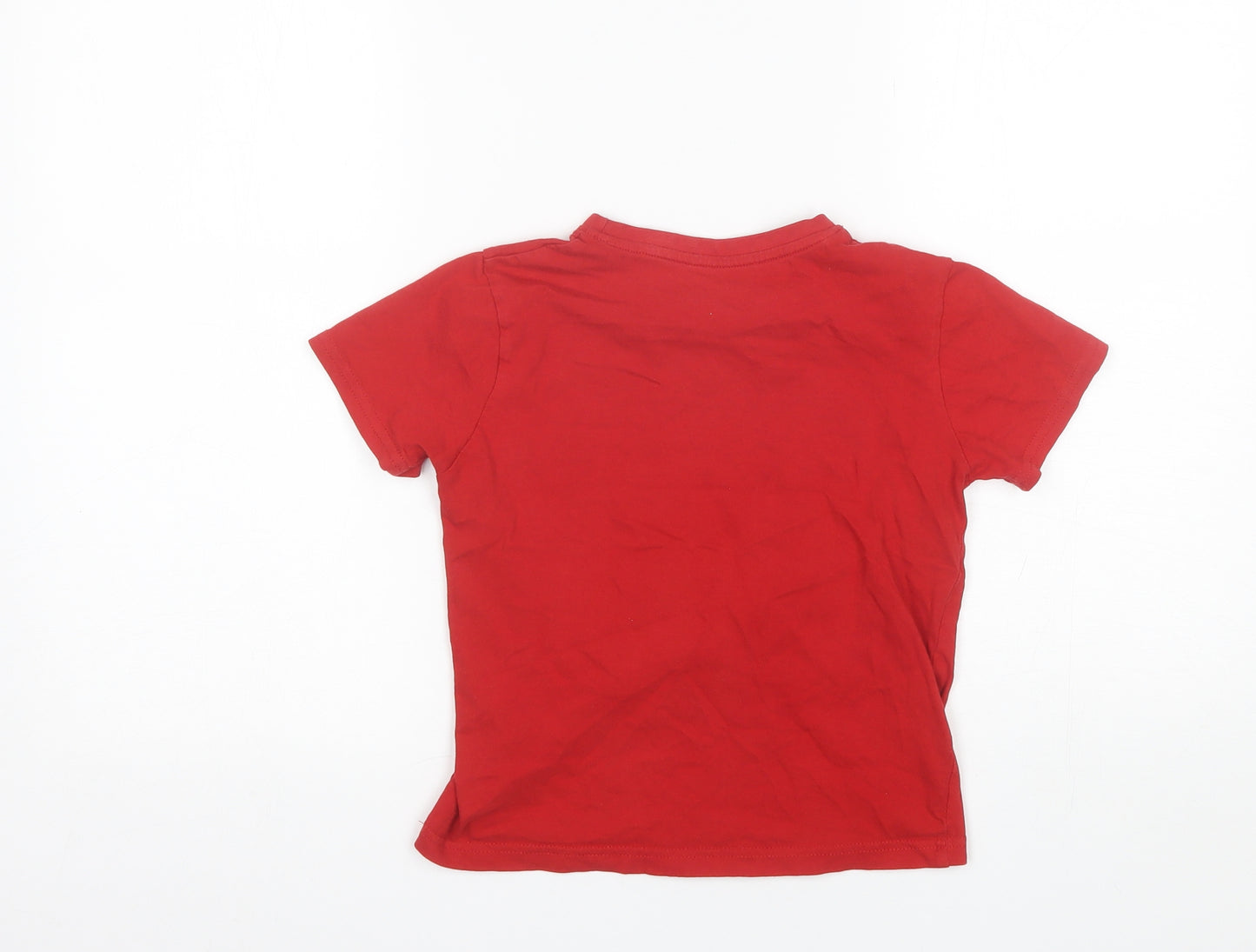 Primark Boys Red  Cotton Basic T-Shirt Size 6-7 Years Round Neck  - Wales