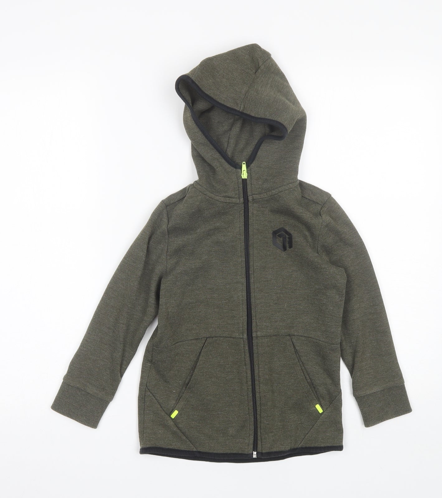 F&F Boys Green  Polyester Full Zip Hoodie Size 5-6 Years