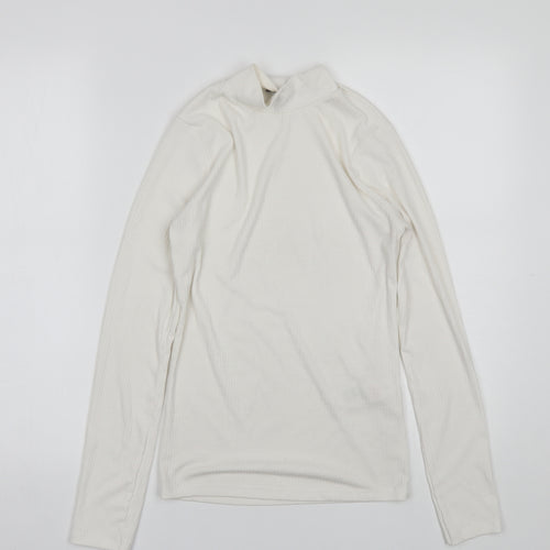 New Look Womens White Mock Neck  Polyester Pullover Jumper Size 8