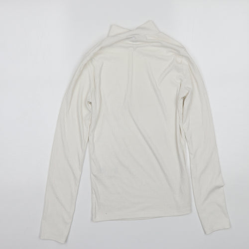 New Look Womens White Mock Neck  Polyester Pullover Jumper Size 8