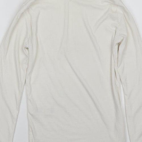 New Look Womens White Mock Neck  Polyester Pullover Jumper Size 8