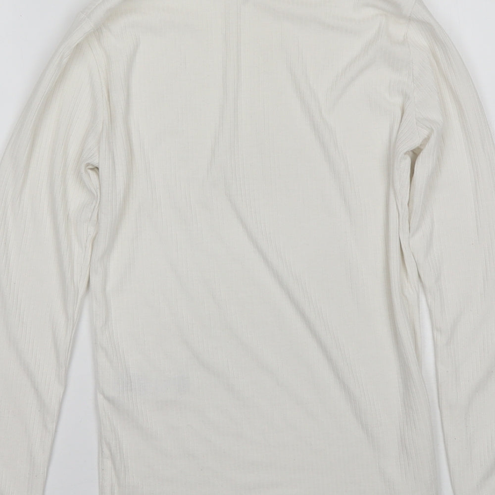 New Look Womens White Mock Neck  Polyester Pullover Jumper Size 8