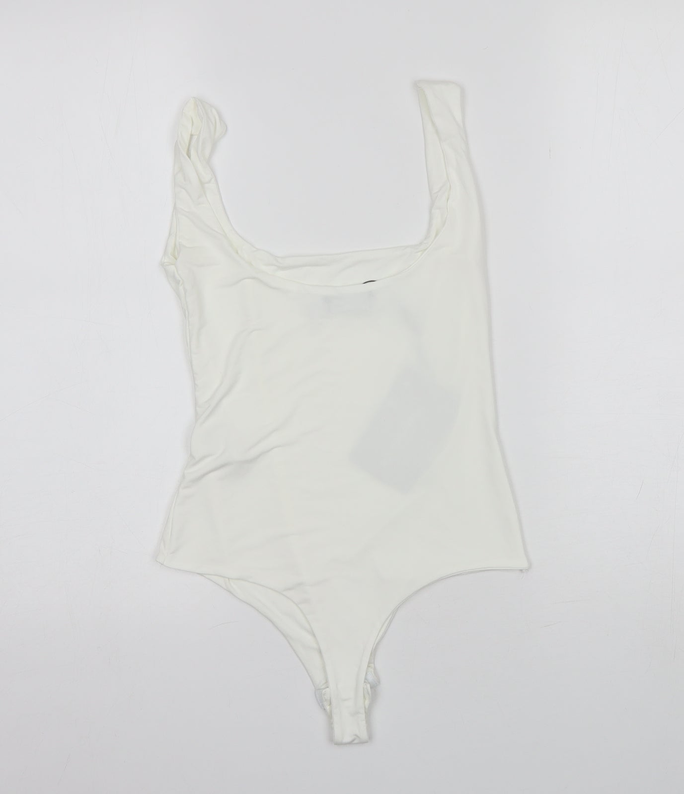 PRETTYLITTLETHING Womens White  Viscose Bodysuit One-Piece Size 8