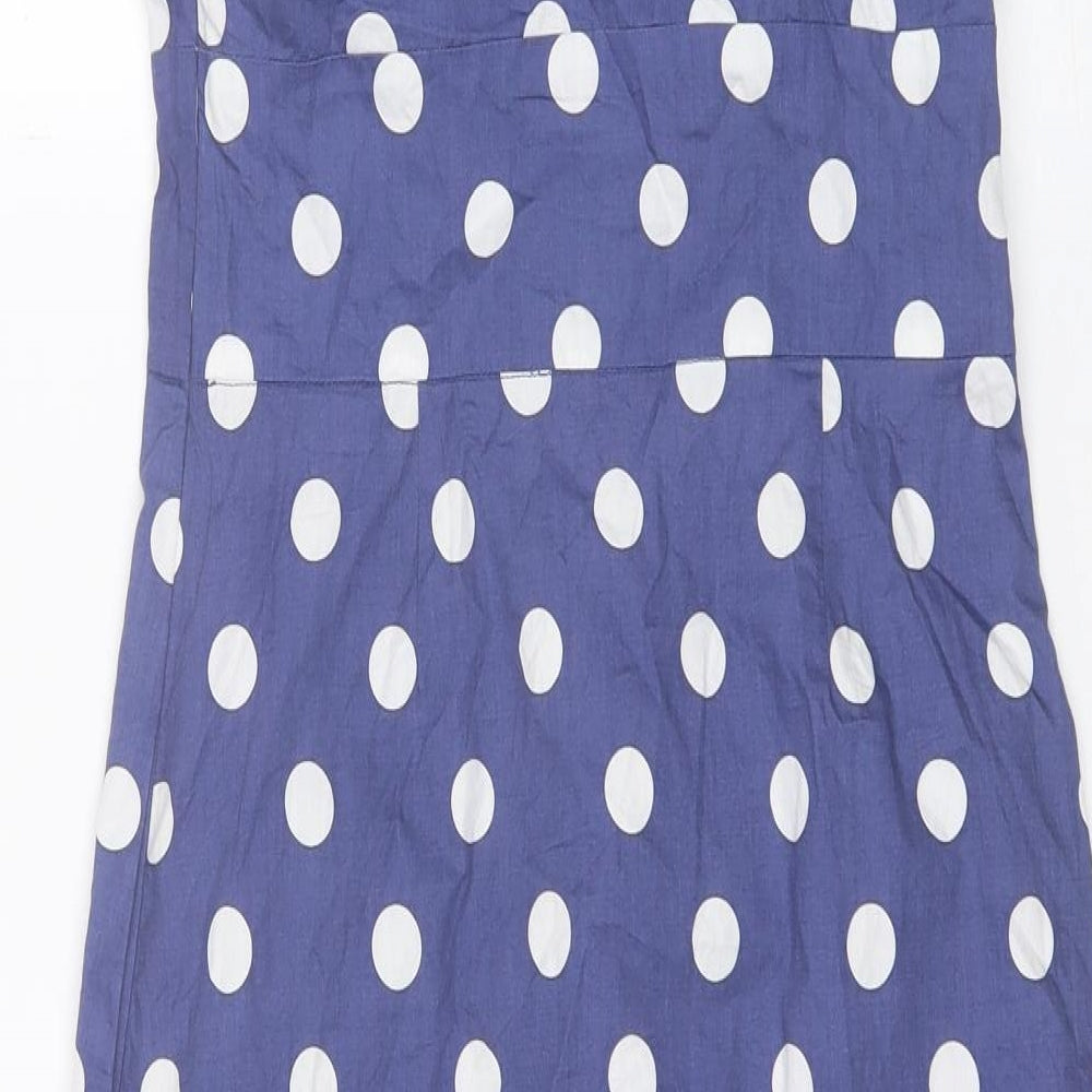Joules Womens Blue Polka Dot Cotton Shift  Size 8  V-Neck