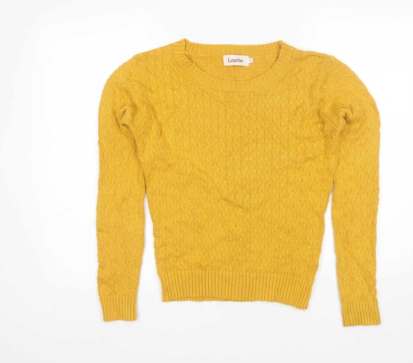 Louche Womens Yellow Round Neck  Viscose Pullover Jumper Size S