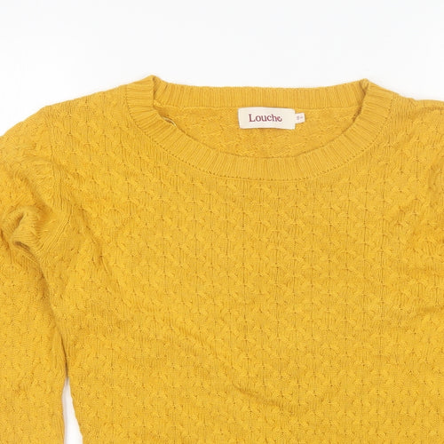 Louche Womens Yellow Round Neck  Viscose Pullover Jumper Size S